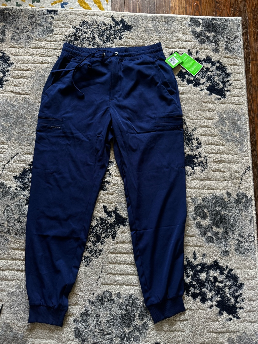 healing hands Navy Men's Jogger Scrub Pants with Drawstring